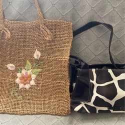 Nice Purse Brown “ Nine “ $40 & Beach Bag $10