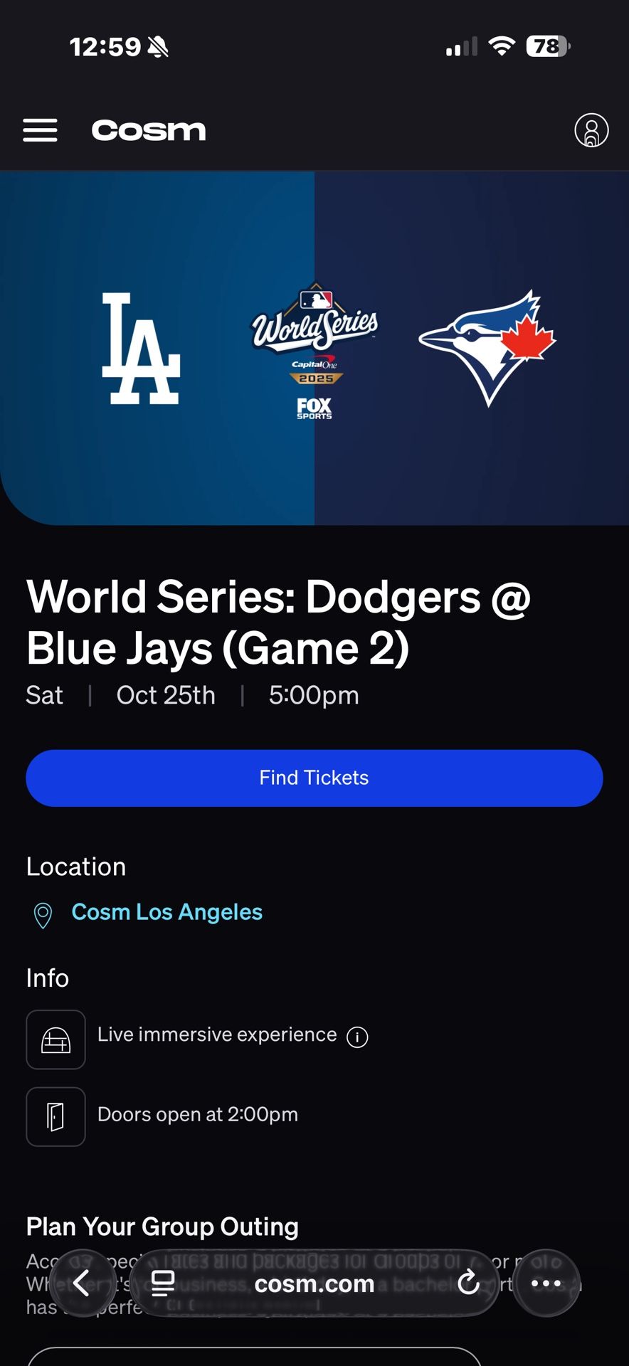 Cosm Los Angeles - Dodgers game#2