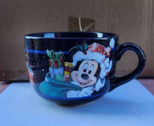 DISNEY Christmas Blue MUG MICKEY MOUSE -DONALD DUCK- GOOFY 