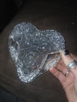 Crystal cut glass heart bowl.  1850