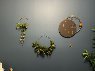 Modern Wall Clock & Decorative Hanging Greenery Set