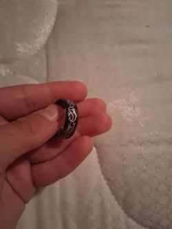 Silver and white and black ring