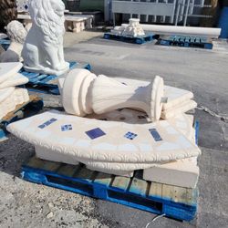 Concrete Mosaic Picnic Table with 3 Benches/ Outdoor Patio Furniture / Patio Set