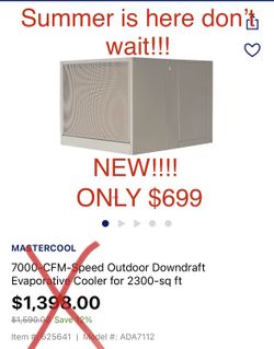 Never used still in box ADA 71 evaporator cooler only $699