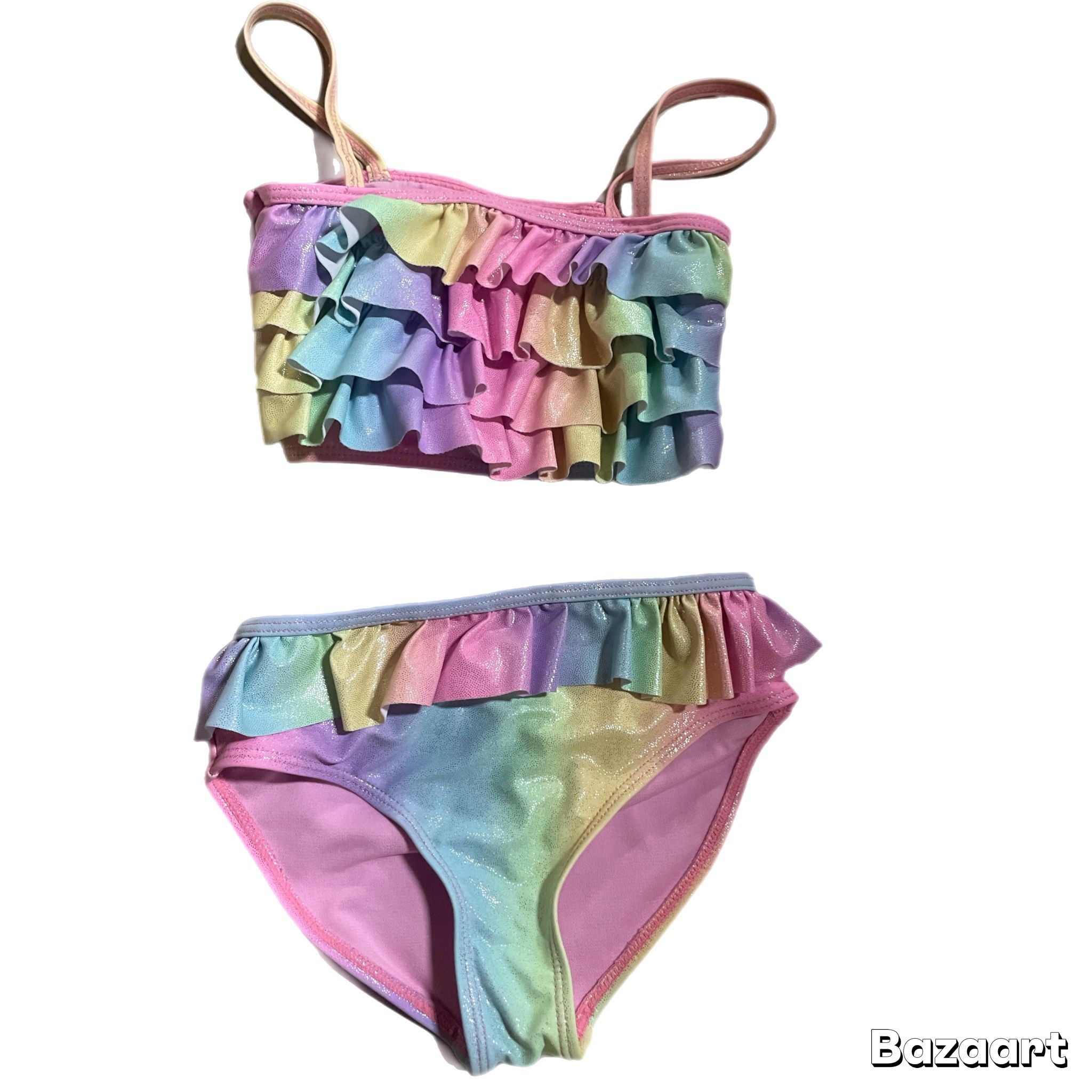 Sz 7 Bmagical rainbow shimmer Print Bikini Bathing suit