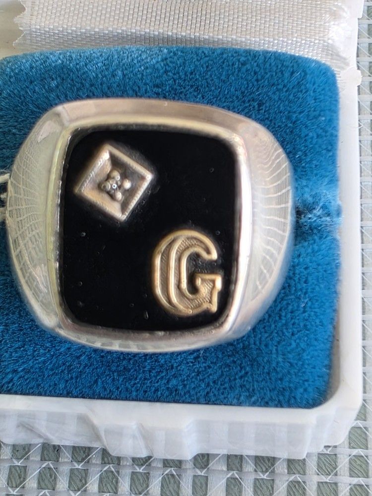 Men's Sterling Silver Diamond Chip Size 13