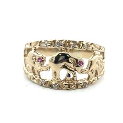 Woman’s Ladies 14k Yellow Gold Elephant Band Ring Size 10 GP3125902
