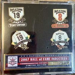 Tony Gwynn & Cal Ripken Jr. 2007 Hall of Fame inductee commemorative pin set.