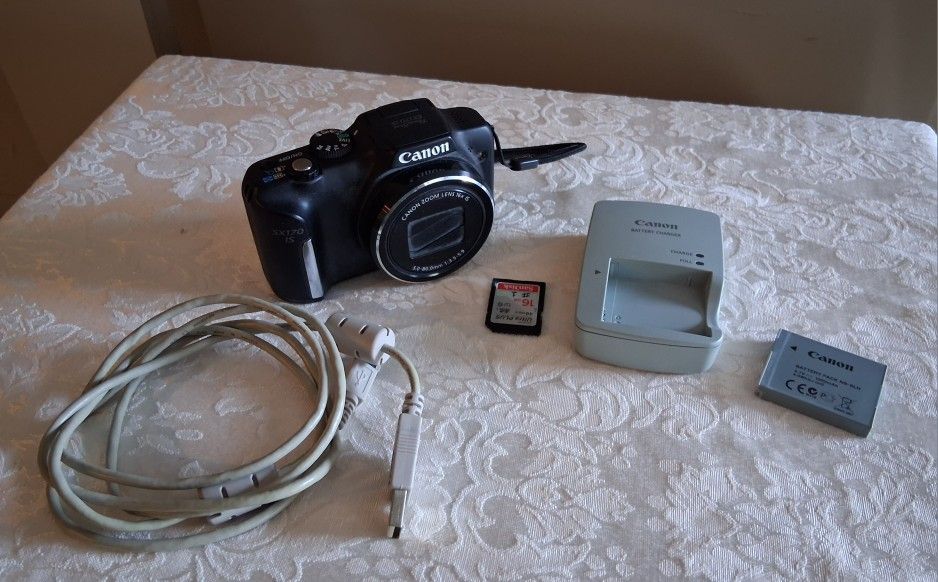 Canon PowerShot SX170 IS 16.0MP Digital Camera w/charger, 2 SD cards & USB cable