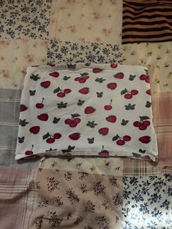 White Fruit Print Bandeau Crop Top size medium
