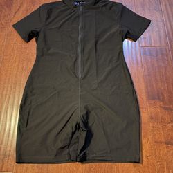 SHECURVE Sauna Sweat Shaper Romper Black Zip Compression Shorts NWOT XL Fit