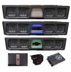 SIERRA OR SILVERADO CREW CABS FULL BASS PACKAGE KICKER AUDIO AND CUSTOM BOX INSTALLED