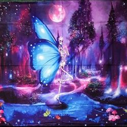 Skeleton Butterfly Forest Tapestry 