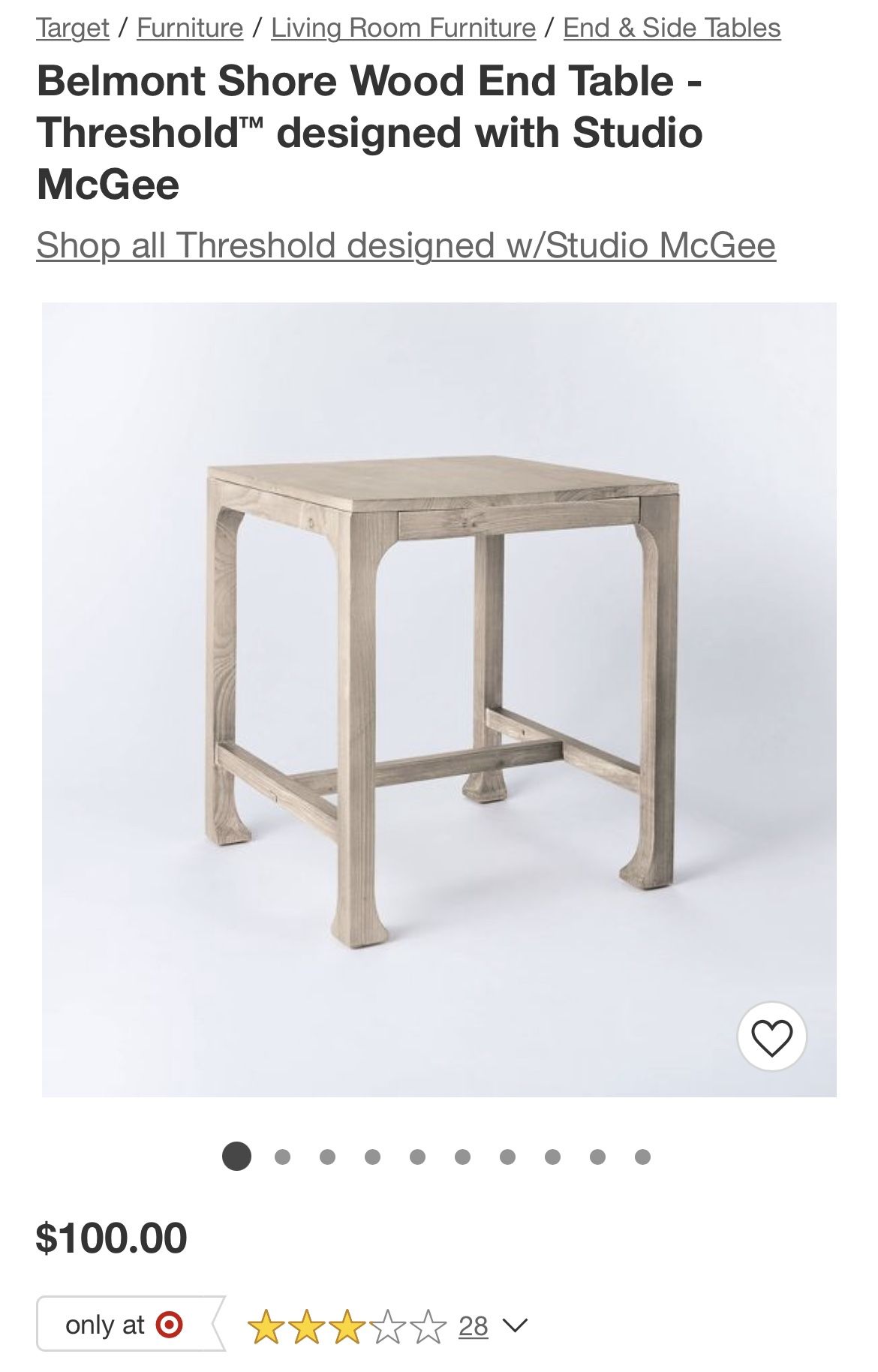 Belmont Shore Wood End Table - Threshold designed with Studio McGee