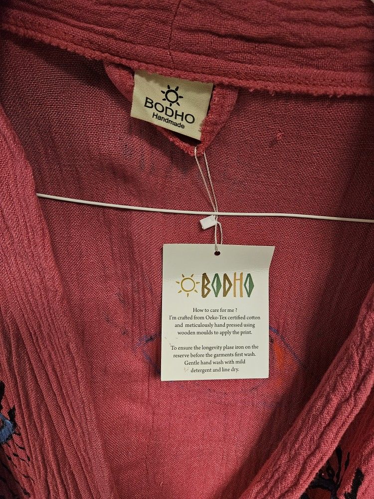 Bodho Robe Handmade Evil Eye Kimono Bohemian Cotton Cardigan