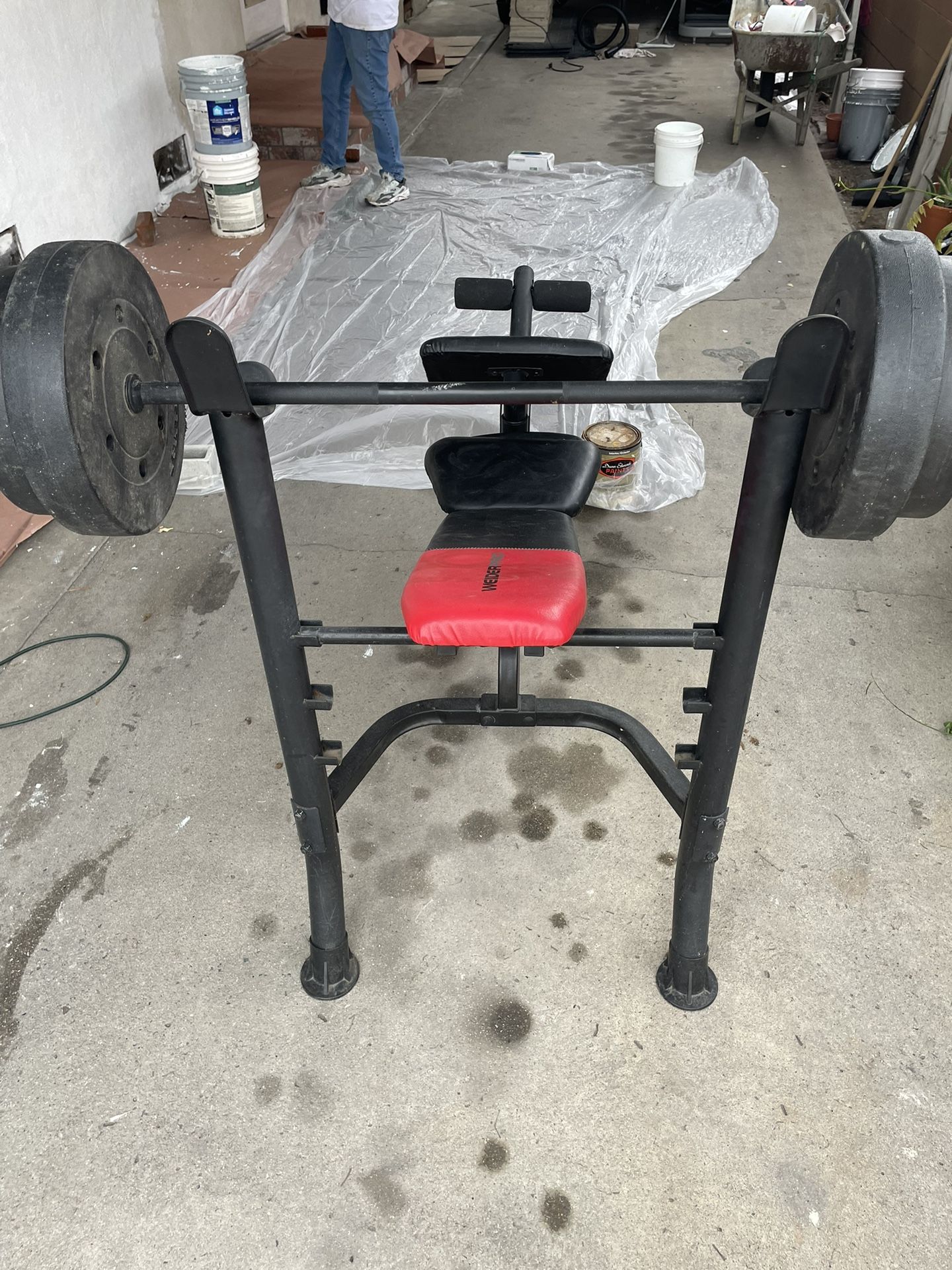 Weider Pro 265 Standard Bench with 80 Lb. Vinyl Weight Set