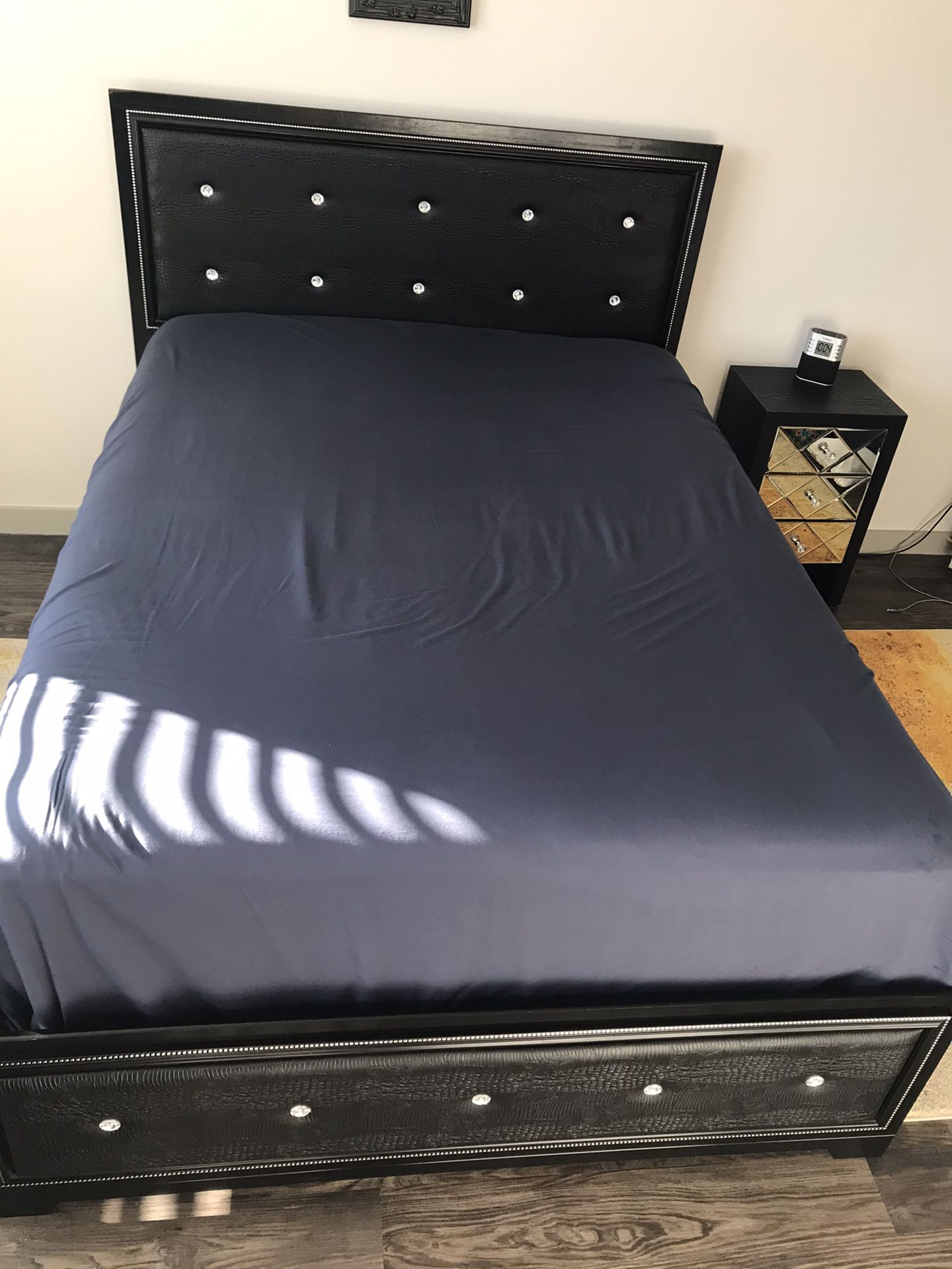 Queen Bed frame with mattress and box spring—PICK UP TODAY ASAP