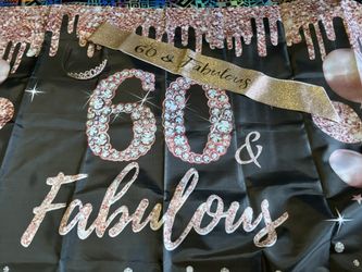 60th Party decor Tiara Sash And Banner