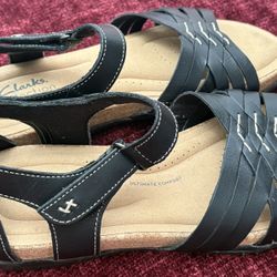 Clarks Collection Roseville Cove Sandal, Women's Size 8.5M, Black NEW MSRP $94