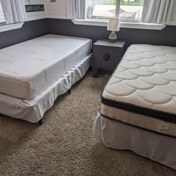 Two Twin Bed Frames And Mattresses 