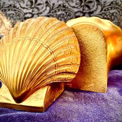 Beautiful set two sculptured Seashells bookends H4xL5xD3inch LbsSet 3.5