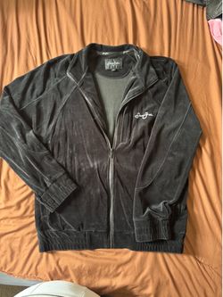 “Sean John Black Velour Zip-Up Jacket – Y2K Athleisure”