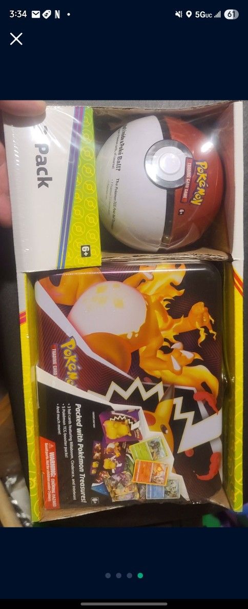 New In Box Pokemon Poke Ball, Coin, Cards Amd Metel Box.