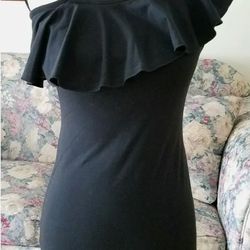 New Black One Shoulder Lace Up Cocktail Dress