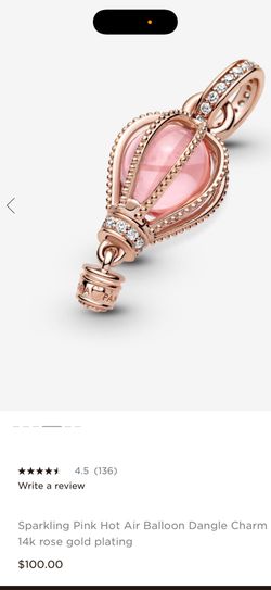 New Pandora Rose Gold Pink Hot Air Balloon Dangle Charm