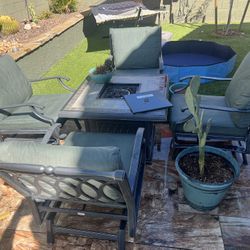 🔥 Outdoor Patio Furniture Set + Fire Pit – 5 Piece – Excellent Condition 