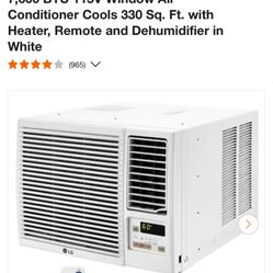 LG 7,600 BTU 115V Window Air Conditioner Cools 330 Sq. Ft. with Heater, Remote and Dehumidifier in White