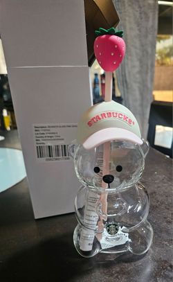 Starbucks pink Bearista Bear Cup Strawberry Topper Baseball cap