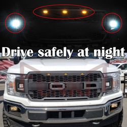 Front Grill For 2018 2019 2020 Ford F150 Raptr Grille Black W/Letters LED