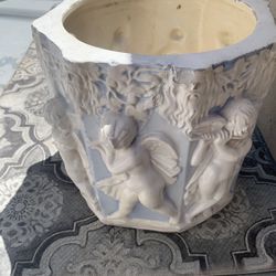 (3) Ceramic And Cement Planters. Each $20 All (3) $50 