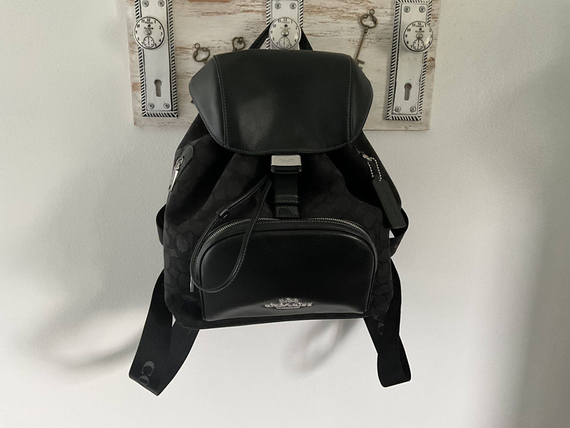 Coach Large Pace Signature Jacquard Black Backpack