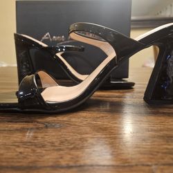 Anna Michelle Black Strap Heels