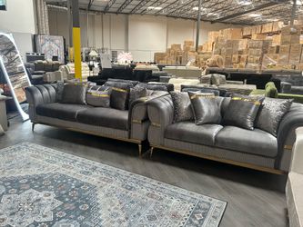 Brand new elegant gold accented sofa loveseat set
