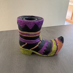 Witch’s Boot Halloween Candle Holder 