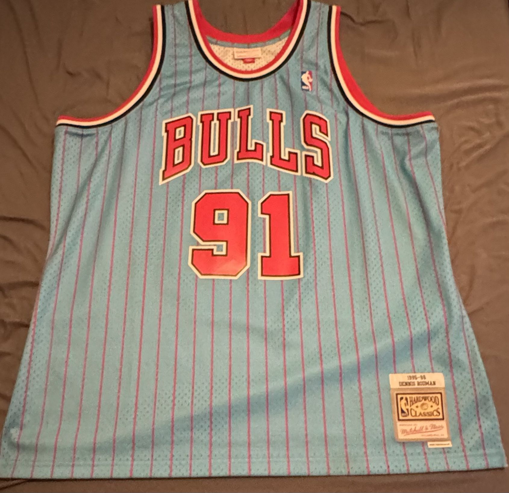 Retro Alternative Blue Pinstripe Dennis Rodman Bulls Jersey