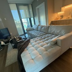 Light beige/ cream Modern Tufted Chaise Sectional