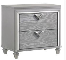 Glam Light Silver 2 Drawer Nightstand 