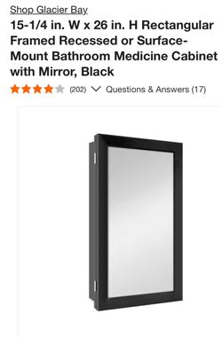 Glacier Bay Black Framed Bathroom Medicine Cabinet with Mirror