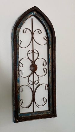 Gothic Arch Wood and Metal Wall Decor