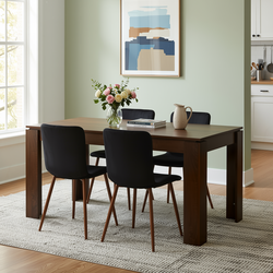 Homy Casa Musk 5PC Dining Set 47.2” Brown Table with 4 Scargill Black Upholstered Chairs Open Box