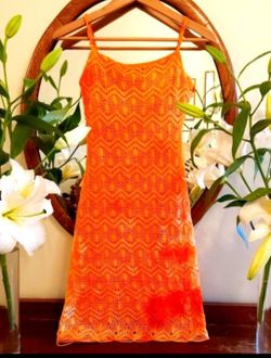 Vintage Y2k Jodi Kristopher Orange Knitted Popover Dress