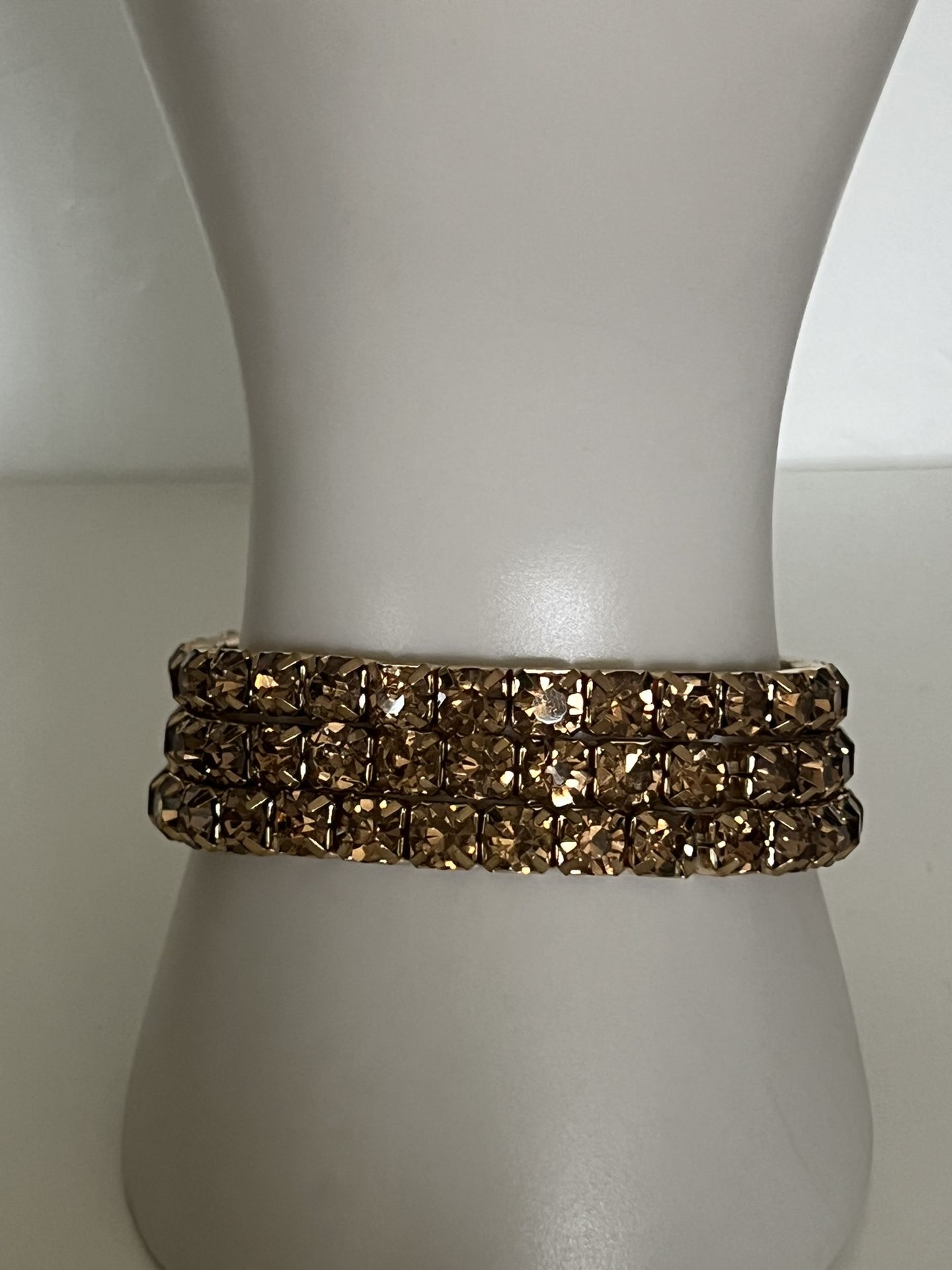 3 Piece Stretchy Gold Rhinestone Bracelets