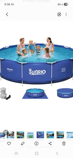 SUNRIO FRAME POOL 12FT ×33IN WITH FILTER PUMP AND FLOOR COVER