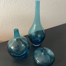 Blue Glass Decor Lot