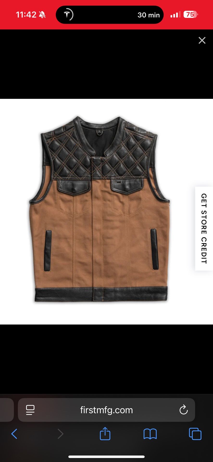 Motorcycle Vest Leather And Canvas