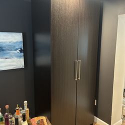 Wardrobe / Tall Large Cabinet, dark brown stained oak effect, 39 3/8x23 5/8 Width x 93 1/8 " Tall x24” Deep